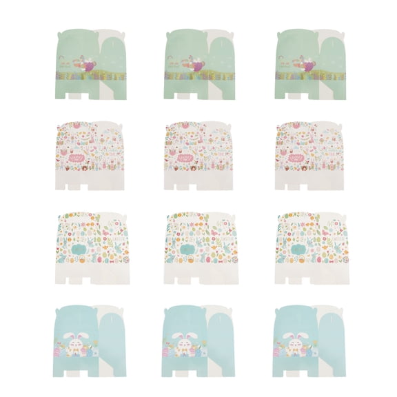 FELTECHELECTR 12Pcs Colorful Egg Packing Box Assorted Color Paper Candy Storage Easter Party