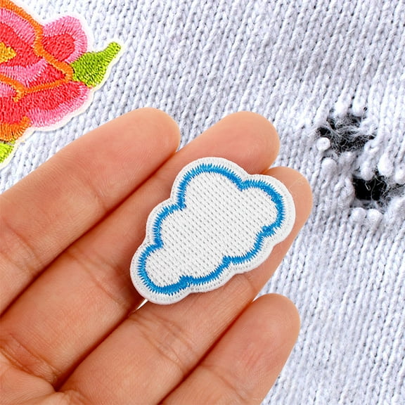FELTECHELECTR 12Pcs Cute Iron On Cloud Shape Patches Embellishments for DIY Clothing Decoration