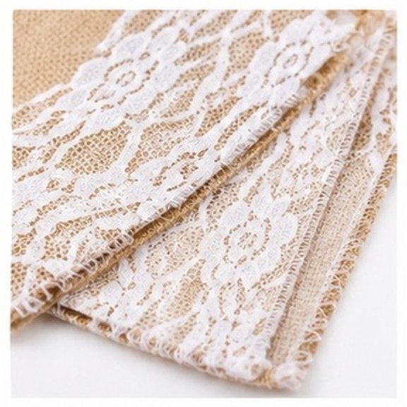 FELTECHELECTR 12Pcs Floral Lace Burlap Wedding Banner Triangle Flags for Garden and Indoor Celebration