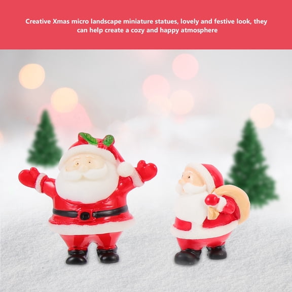FELTECHELECTR 12Pcs Red Resin Mini Figurine Santa Statues for Christmas Party Decorations