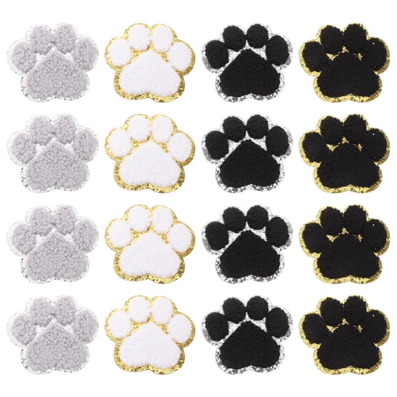 FELTECHELECTR 16Pcs Iron On Patches for Clothes Paw Print Decorative Multi Color for Backpacks Everyday Use