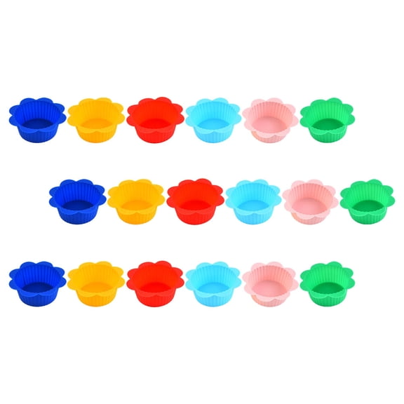 FELTECHELECTR 18Pcs Simple Generous Design Silicone Muffin Liners for Home Users and Family Time