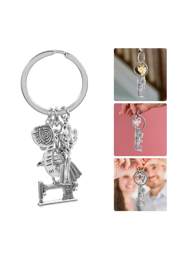 1Pack Alloy Keychain Scissors Sewing Machine Tailor Style Decoration For Keys Bags Luggage