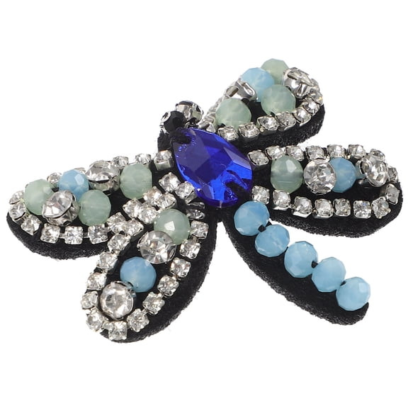 FELTECHELECTR Cute Blue Beaded Dragonfly Applique for DIY Clothing and Bags