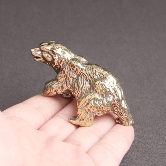 FELTECHELECTR 1Pack Golden Brass Bear Statue Decorative Bear Adornment For Room Decorative Use