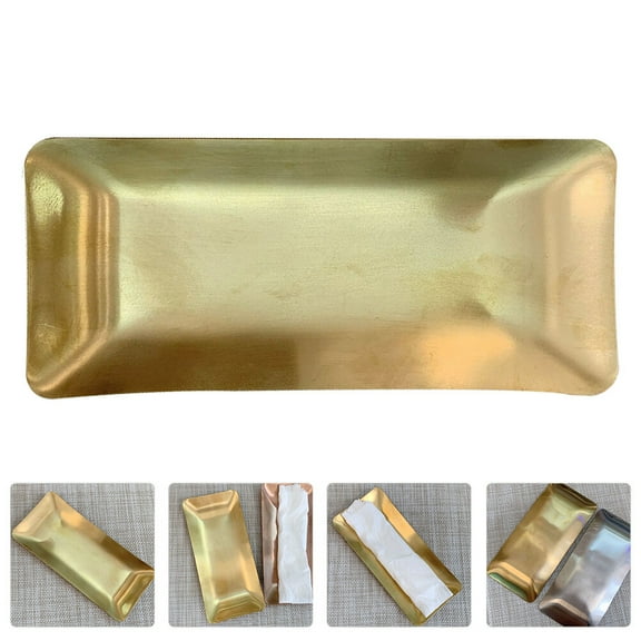 FELTECHELECTR 1Pack Golden Towel Tray with Wire Drawing Process for Bathroom Use 11.8X2.6X0.4In