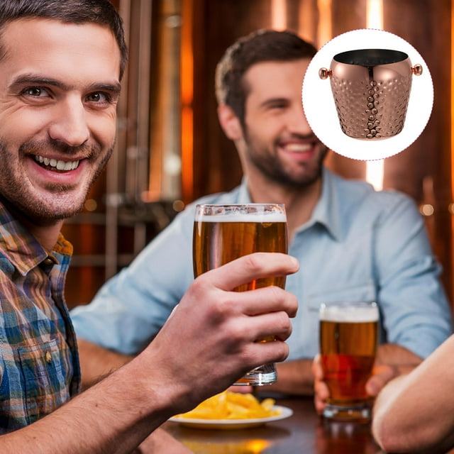 FELTECHELECTR 1Pack Party Ice Bucket Beverage Container Made of Rose Gold Plating for Adults at Buffet Events