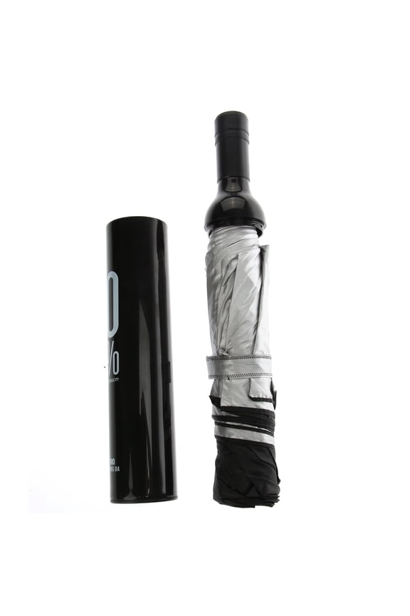 1Pack Portable Travel Umbrella Wine Folding Design Black Plastic Metal Polyester Cloth Sunny Days