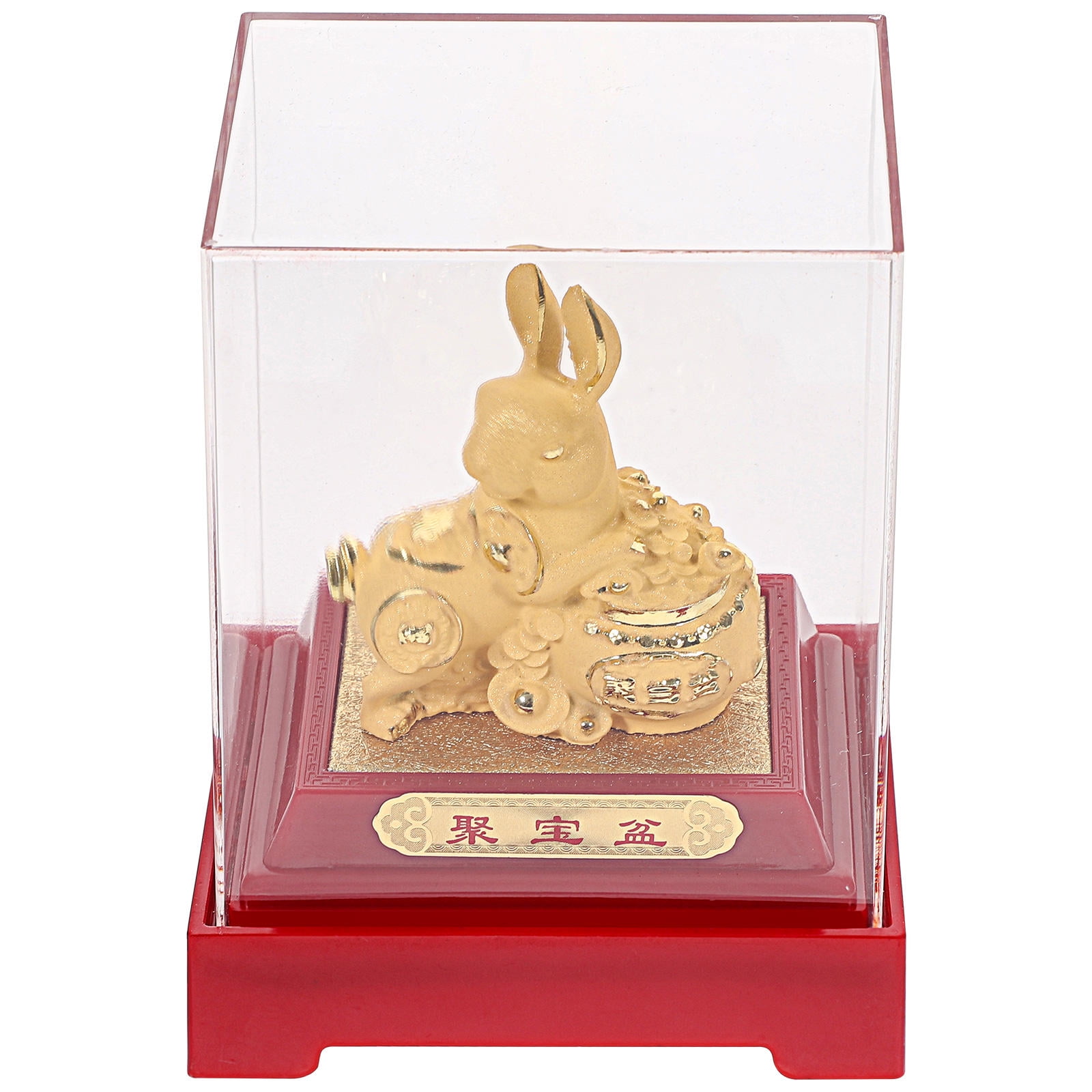 FELTECHELECTR 1Pack Rabbit Statue Golden Resin Bunny Decor Flocking ...