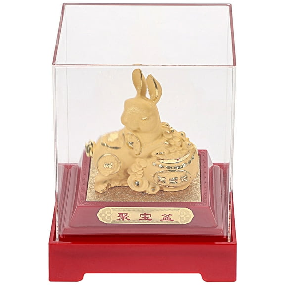 FELTECHELECTR 1Pack Rabbit Statue Golden Resin Bunny Decor Flocking Alluvial Gold Restaurant Decoration Bar Countertop Decor