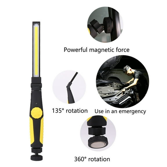 FELTECHELECTR 1Pack Rechargeable LED Work Light for Car Mechanics Yellow ABS Material 37.50X1.4X1.3In
