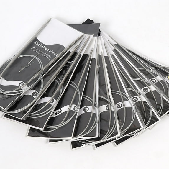 FELTECHELECTR 1Pack Round Knitting Needles for Yarn Stainless Steel Circular Crochet Needles Craftsmen Silver