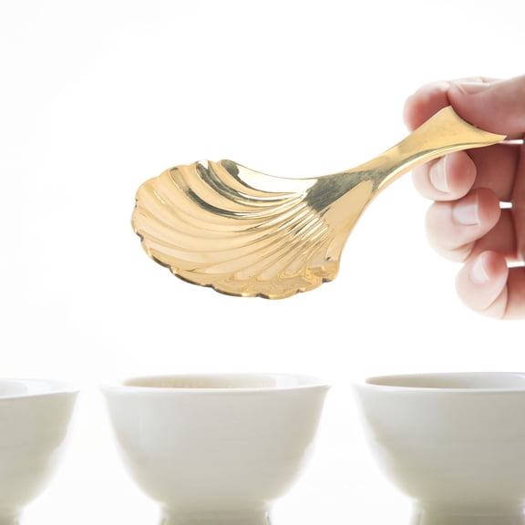 FELTECHELECTR 1Pack Shell Shape Brass Tea Spoon for Loose Leaf Tea in present Giving