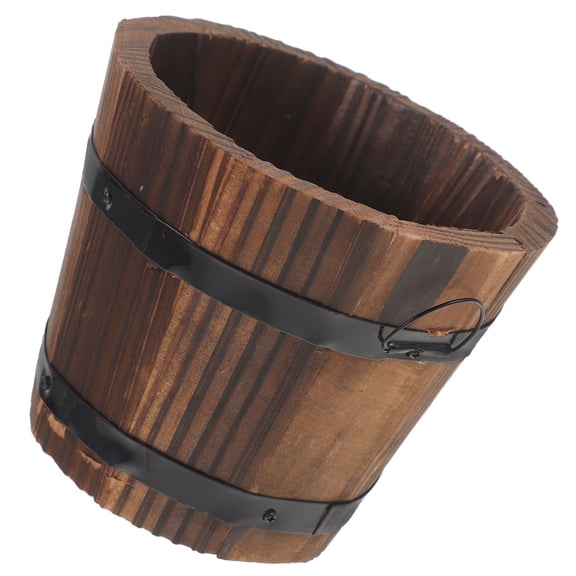 FELTECHELECTR Planter Pot Wooden Barrel Planter Coffee 1Set for Balcony