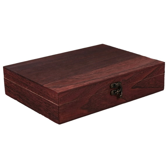 FELTECHELECTR 1Pc Vintage Style Wooden Storage Box with Lid for Accessory Storage 10.2x7.9x2.4in