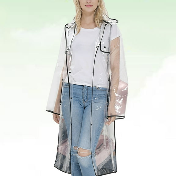 FELTECHELECTR 1Pcs Lightweight EVA Raincoat for Women Windproof Quick-Dry Transparent