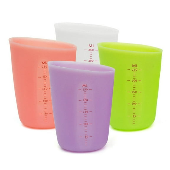 FELTECHELECTR Silicone Measuring Cup with Integrated Scale, Translucent Kitchen Tool for Precise Baking and Cooking Measurements