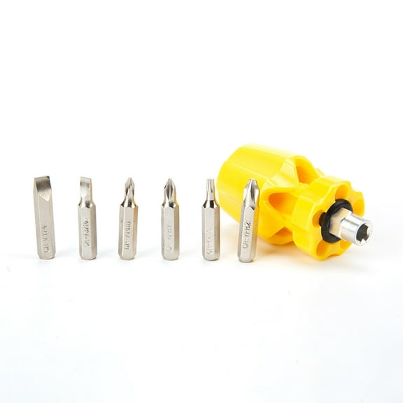 FELTECHELECTR 1Pcs Mini Hand Tool Set for Handyman Multi Function Magnetic Repair Tool Yellow Screwdrivers