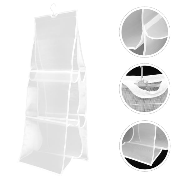FELTECHELECTR Multi-layer Hanging Purse Organizer for Handbags, Nylon Mesh Storage Solution, 93x36x30cm, and Spacious