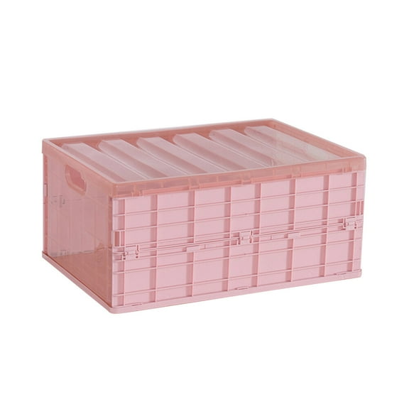 FELTECHELECTR 1Pcs Pink Plastic Rectangular Foldable Storage Organizer for Office Desktop Use 11.8 x 8.7 x 5.5in