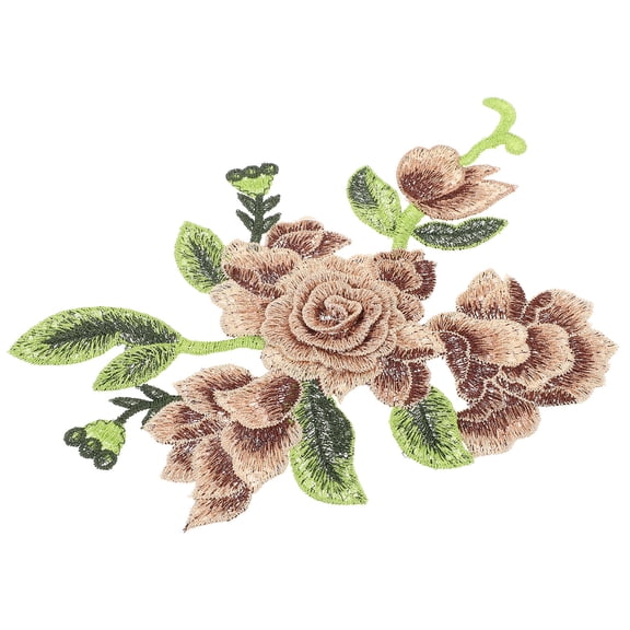 FELTECHELECTR Flower Embroidery Lace Applique Floral Applique Brown 1Pcs 8.7X5.9X0.08in