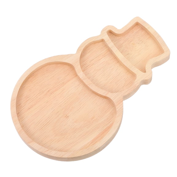 FELTECHELECTR Snowman Shaped Oak Wood Fruit Tray, Christmas Party Decoration, Festive Holiday Serving Platter