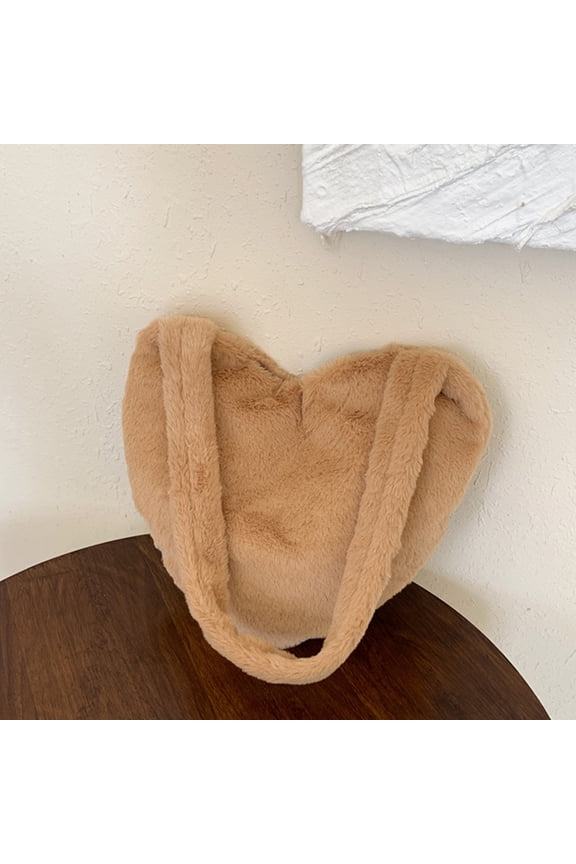 1Pcs Women Crossbody Purse Plush Heart Shape for Traveling