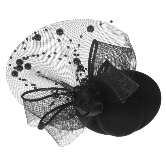 FELTECHELECTR 1Pcs Women Headdress In Black Mesh With Hat Shape 7.47X6.68X1.18In