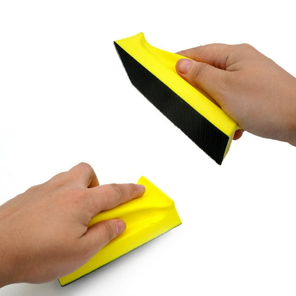 FELTECHELECTR 1Pcs Yellow Rectangular Pu Foam Sanding Discs Block for Wood and Automotive Sanding