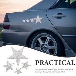FELTECHELECTR 1Set Bling Car Decal Silver Rhinestone Star Sticker for Auto Decoration Durable and Stylish