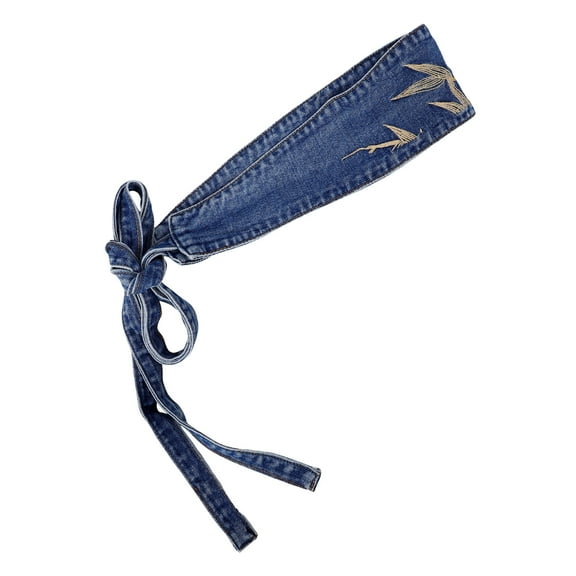 FELTECHELECTR 1Set Denim Wide Waist Belt Retro Style Blue Women Daily Wear Cinch Belt 11.8x3.9x0.2in