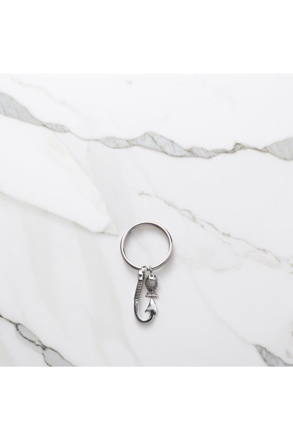 1Set Fishing Key Chain for Backpacks and Bags Stylish Door Key Organizer in Silver