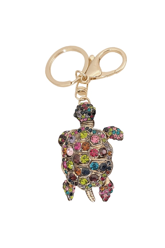 1Set Mini Turtle Chain Keychain Decor Multi-colored Metal Rhinestone Pendant for Women Everyday Use