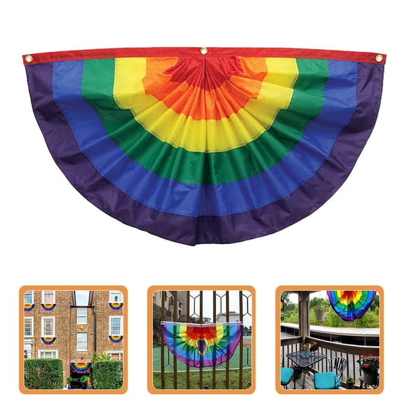 FELTECHELECTR 1Set Rainbow Flag Polyester Pride Day Decoration Rectangular Shape