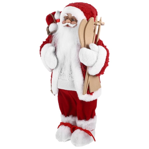 FELTECHELECTR 1Set Red Cloth and Plastic Santa Claus Figurine for Christmas Decoration