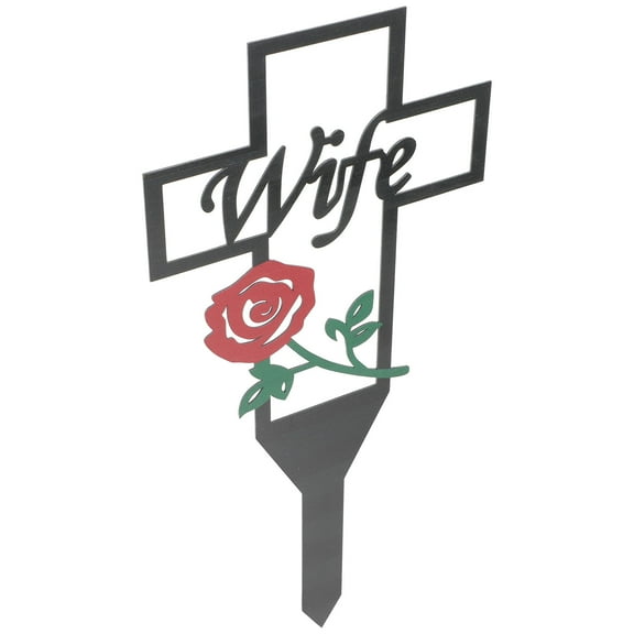 FELTECHELECTR Memorial Cemetery Decoration Cemetery Cross Stake Metal 1Pack 11.8X5.9X0.08In