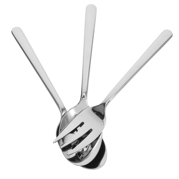 FELTECHELECTR 1Set Stainless Steel Utensils Silver Spoon Fork Slotted Spoon For Family Colleagues Loved Ones