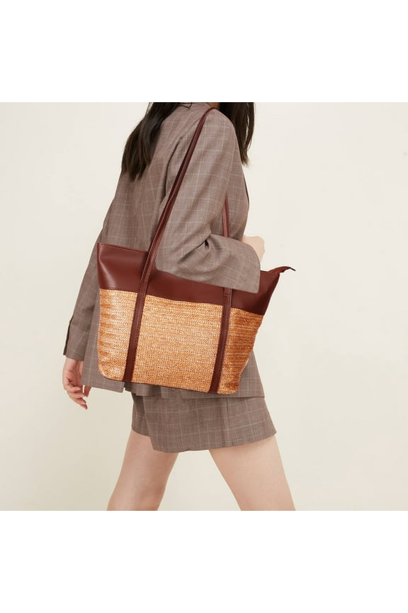 1Set Vacation Handbags Straw Tote Bag For Women Rectangular 39.0X25.8X13.8In