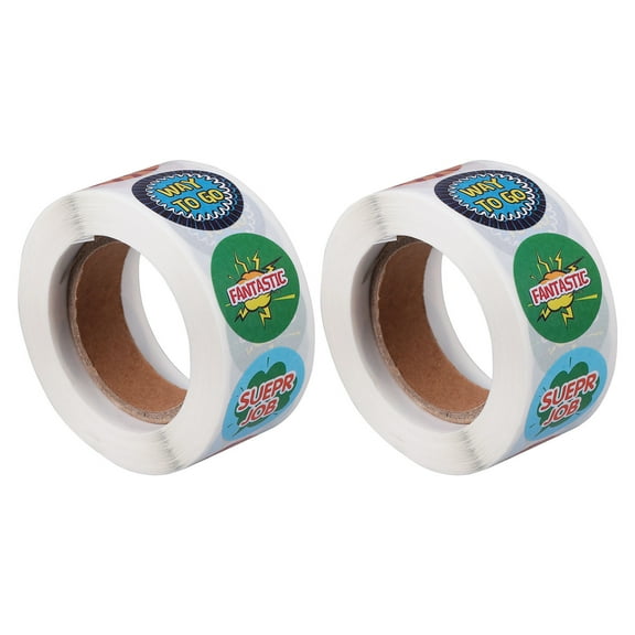 FELTECHELECTR 2 Rolls 500 Per Roll Multi Colorful Paper Stickers for Kids Motivational Reward in Classroom Setting