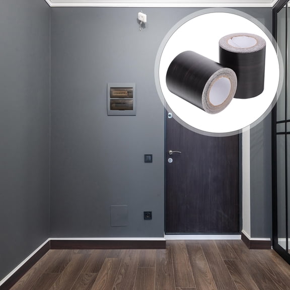 FELTECHELECTR Black Wood Grain PVC Wall Base Moulding Trim for Ceiling and Wall Decor, 2 Rolls, & Easy to Install