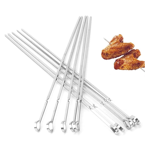 FELTECHELECTR kebab Sticks Flat Stainless Steel 20 Pcs Silver