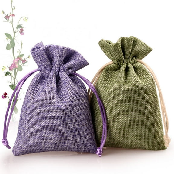 FELTECHELECTR 20 Pcs Mini Burlap Storage Bag Light Purple Drawstring Pouch for Jewelry 9X12cm