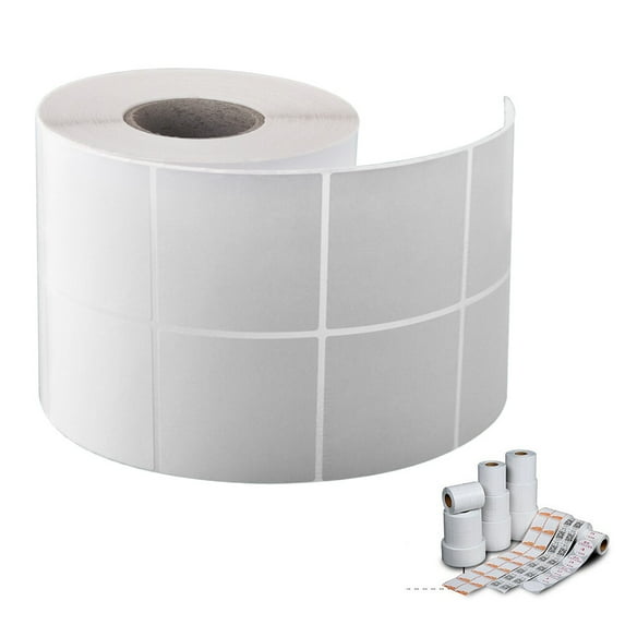 FELTECHELECTR 2000Pcs White Copper Paper Printer Tape Barcode Labels for Barcode Labeling