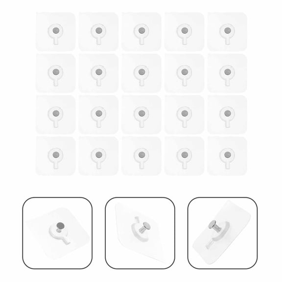 FELTECHELECTR 20PCS Household Hooks Transparent PVC Non-Trace Hanging for Renters