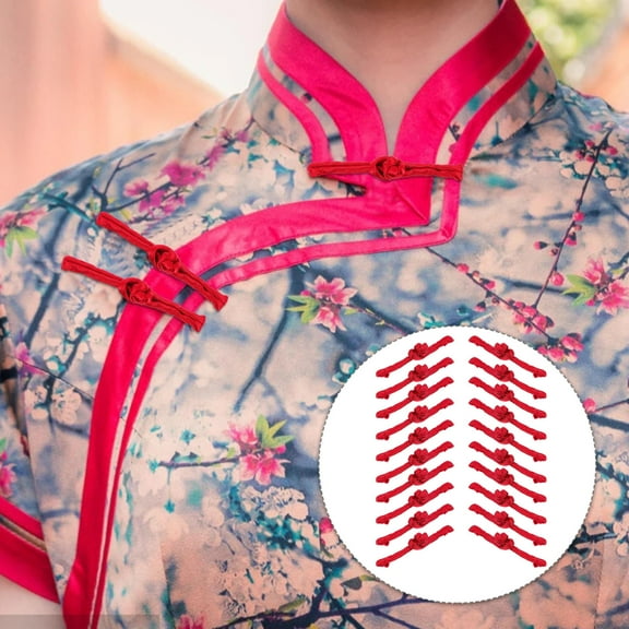 FELTECHELECTR 20Pairs Buckle Fasteners for Clothing Accessories All Red Satin Square