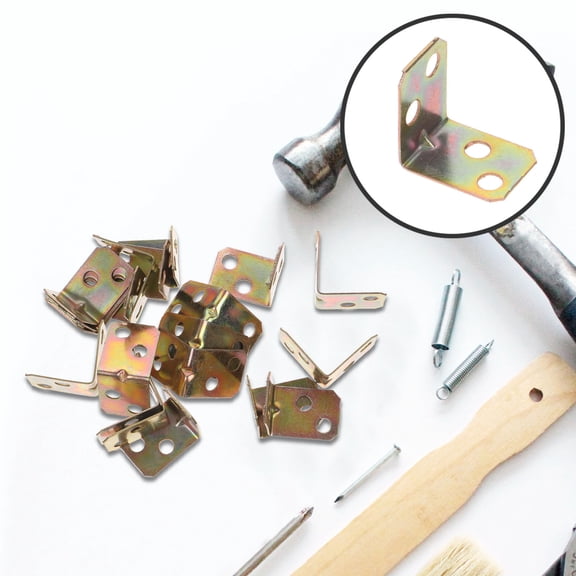 FELTECHELECTR 20Pcs Golden L-Shape Stainless Steel Corner Brace for Heavy Duty Furniture Assembly and Support