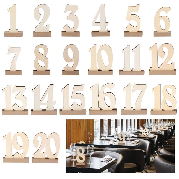 FELTECHELECTR 20pcs Wood Wedding Table Numbers with Sturdy Base for Elegant Event Marking 4.72 x 5.9 inches