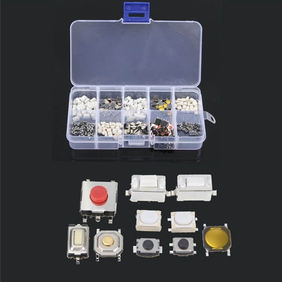 FELTECHELECTR 250-Piece Mini Push Button Assorted Colors for Electronic Projects and Circuit Board Use