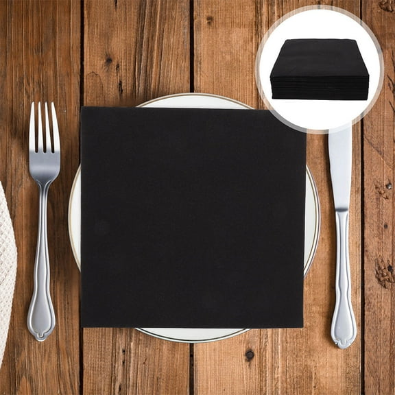 FELTECHELECTR 25pcs Party Paper Napkins Disposable Party Black Napkins for Weddings and Family Gathering