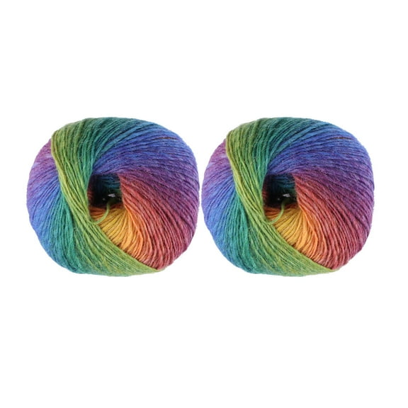 FELTECHELECTR 2Pack Sturdy Wool Cotton Yarn for Crafting Hats Socks and Toys in Rainbow Colors
